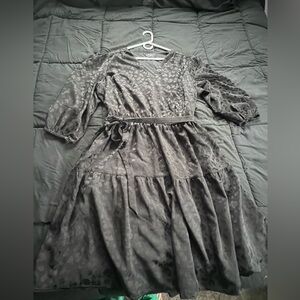 Black animal print dress with pockets